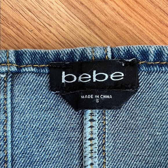 bebe Denim Blue Bustier Top with Zipper - Picture 3 of 6